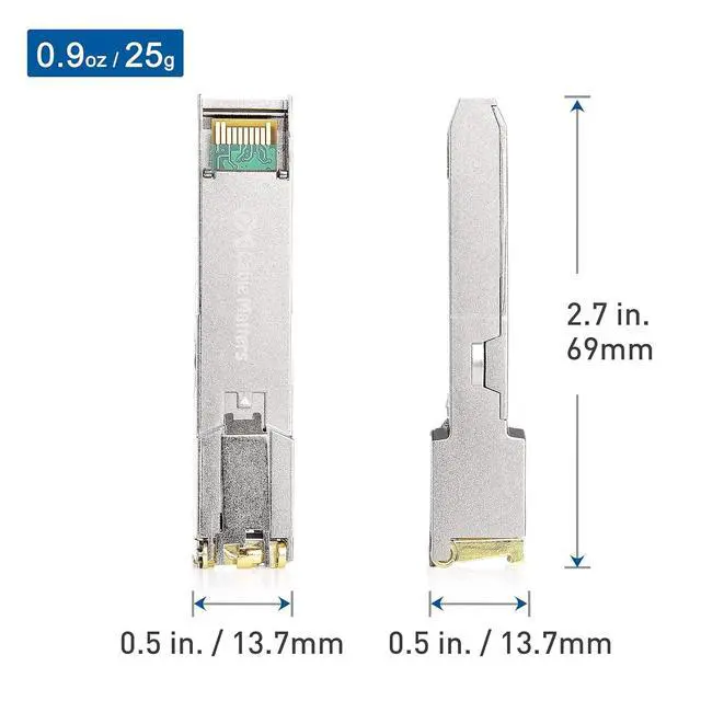 Alt view image 6 of 6 - Cable Matters 1000BASE-T Gigabit SFP to RJ45 Copper Ethernet Modular Transceiver for Cisco, Ubiquiti, TP-Link, Huawei, Netgear, and Supermicro Equipment