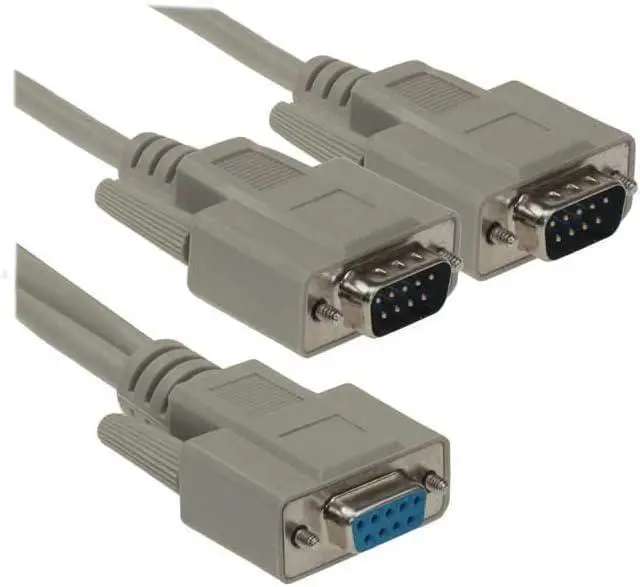 Alt view image 2 of 3 - SF Cable, 1ft DB9 Female to 2 Male Serial RS232 Splitter Cable