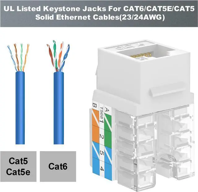 Alt view image 2 of 7 - VCE RJ45 Cat6 Keystone Jacks Slim Profile UL-Listed 25-Pack and 24 Port Patch Panel