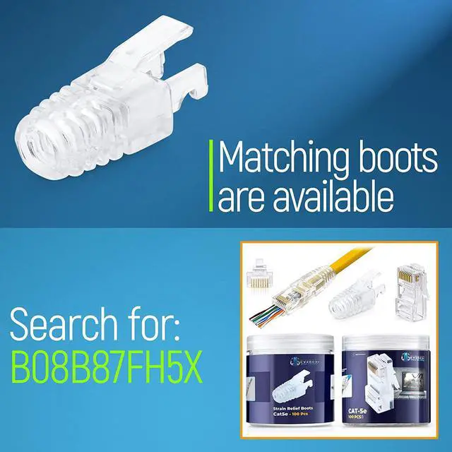 Alt view image 7 of 7 - South City Mall RJ45 Cat5e Pass Through Connectors - Pack of 200 | EZ to Crimp Modular Plug for Solid or Stranded UTP Network Cable | Male Ethernet Connector End