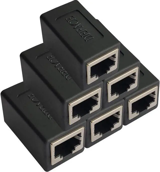 Main image of DEFACE RJ45 Coupler 6 Pack Cat8 Cat7 Cat6 Cat5e Female to Female Ethernet Adapter Black