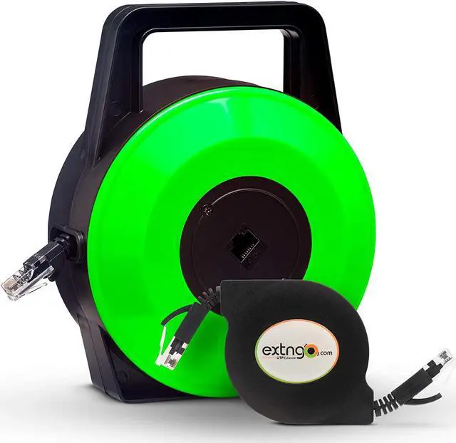 Main image of Retractable Network Cable Extender, 33 Ft (10 Meter) CAT 6 Ethernet Cable Flat-Portable 1Gbps Data Speed-Swiftly Setup Temp Networks-Cascadable Male-Female RJ45 Connector-UTP Cable Reel