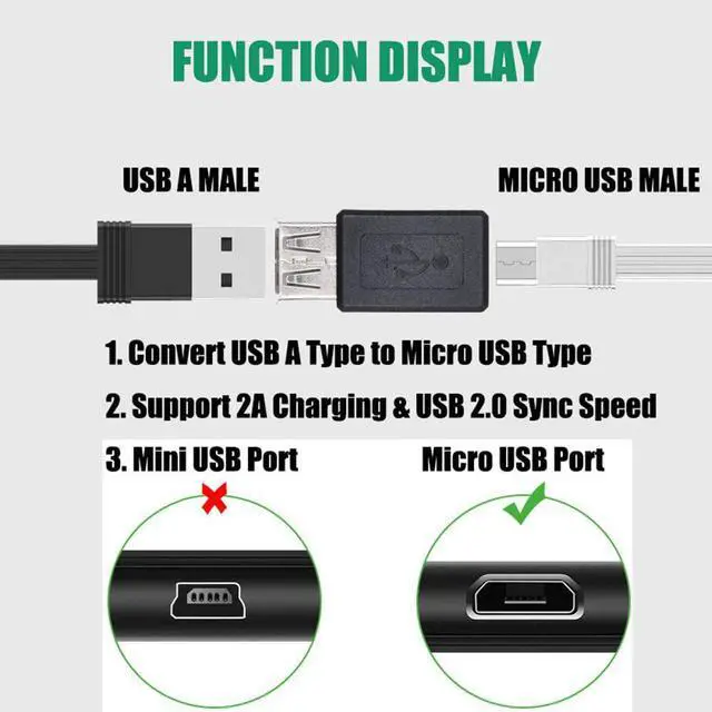 Alt view image 2 of 7 - 3-Pack USB 2.0 A Female to Micro USB Female Adapter Converter Connector Support Data Sync & Charging