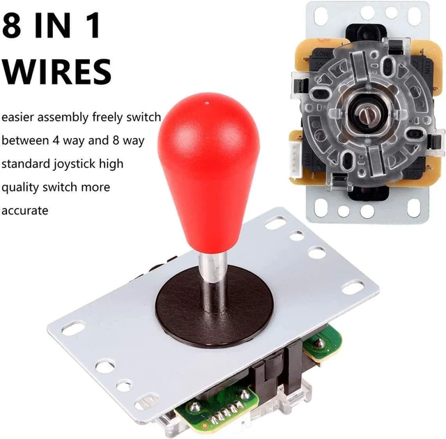 Alt view image 3 of 7 - 2-Player Arcade DIY Kit Parts: 2 Oval Joystick Handles + 20 LED Arcade Buttons (Red & Blue Kit)