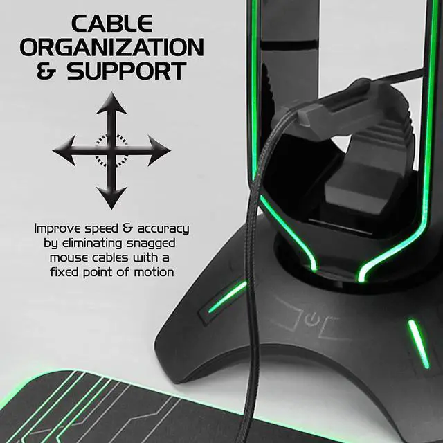 Alt view image 7 of 7 - Gaming Headset Stand - LED Headphone Stand with Mouse Bungee and 2 Port USB Hub - 7 RGB Colors + Color Changing Mode Headset Holder Mouse Bungee 3-in-1 Gaming Desktop Accessory