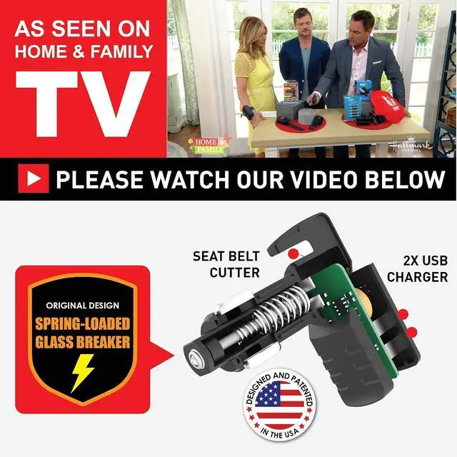 Alt view image 2 of 6 - Stinger Car Emergency Tool, Spring-Loaded Window Breaker, Car Safety Hammer, Seatbelt Cutter and Window Glass breaker, Car Escape Tool, USB Car Charger, 2 USB Ports Max 2.4A (2 pcs Black Combo)