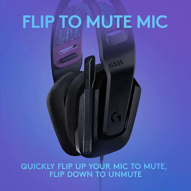 Alt view image 5 of 7 - G335 Wired Gaming Headset, with Flip to Mute Microphone, 3.5mm Audio Jack, Memory Foam Earpads, Lightweight, Compatible with PC, PlayStation, Xbox, Nintendo Switch - Black