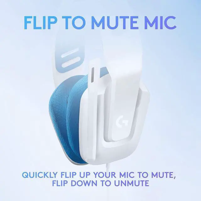 Alt view image 5 of 7 - G335 Wired Gaming Headset, with Flip to Mute Microphone, 3.5mm Audio Jack, Memory Foam Earpads, Lightweight, Compatible with PC, PlayStation, Xbox, Nintendo Switch - White