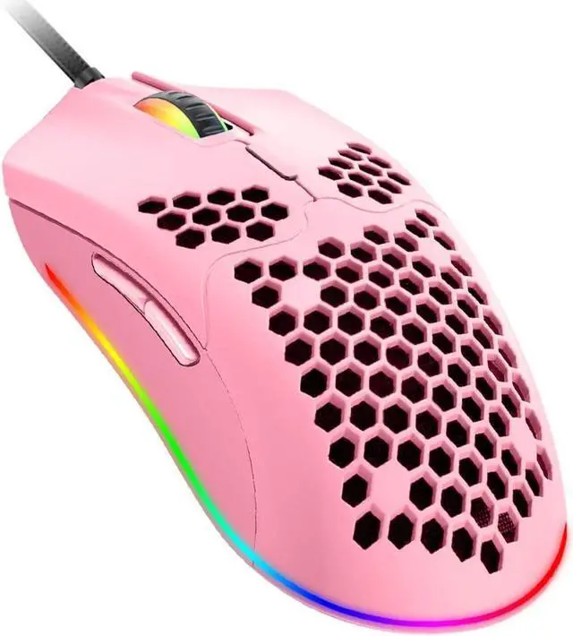 Main image of Lightweight Gaming Mouse,26 kinds RGB Backlit Mice,PixArt 3325 12000 DPI Mouse,Ultralight Honeycomb Shell Ultraweave Cable Mouse and Anti-key Can Be Set for PC Gamers and Xbox and PS4 Users(Pink)