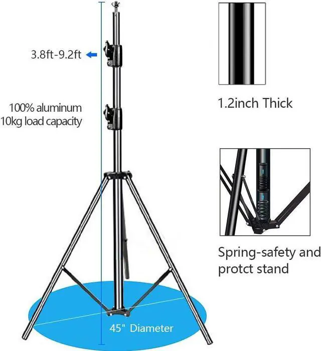 Alt view image 4 of 7 - Photo Video Studio 10ft (W) x 9.2ft (H) Heavy Duty Adjustable Photography Backdrop Stand Background Support System Kit with Carry Bag
