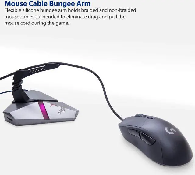 Alt view image 2 of 7 - LOKI Gaming Mouse Bungee Stand - RGB LED Lights - 4 Port USB 3.0 Hub with Active Power - Micro SD Card Reader Slot - PC; Mac; Linux