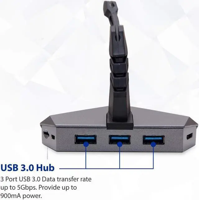 Alt view image 5 of 7 - LOKI Gaming Mouse Bungee Stand - RGB LED Lights - 4 Port USB 3.0 Hub with Active Power - Micro SD Card Reader Slot - PC; Mac; Linux