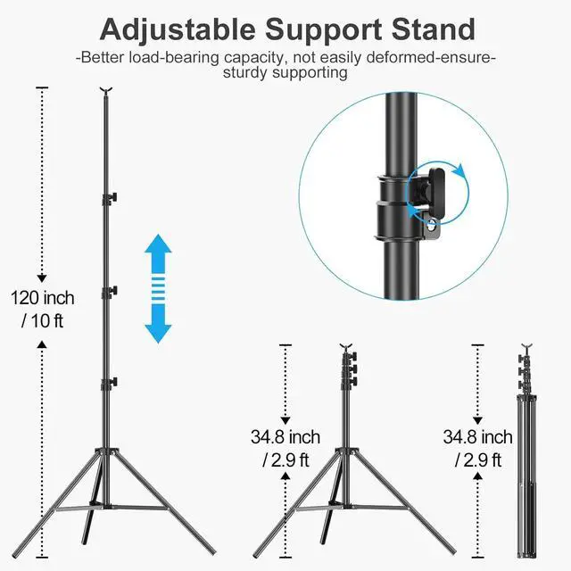 Alt view image 3 of 7 - Photo Backdrop Stand kit 10 x 12 ft Back Drop Adjustable Frame for Photography Photoshoot Banner Background Support Holder for Parties Dectoration