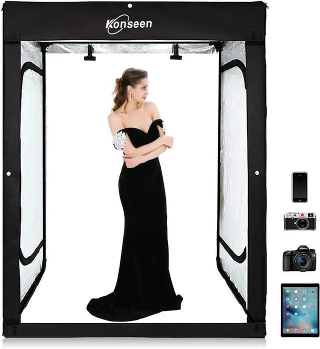 Main image of Professional Photo Light Box Photography Studio Dimmable LED Large Shooting Tent Cube 47x39x78inch Video Continuous Lighting Lightbox Soft Box with 3 Colors PVC Backdrops and Carrying Bag