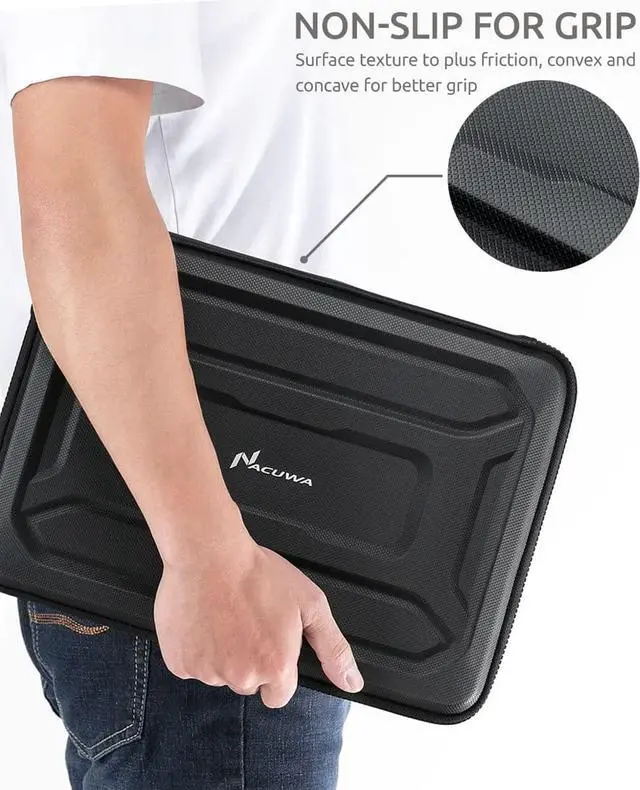 Alt view image 7 of 7 - Protective Laptop Case: 13-14 Inch Computer Carrying Sleeve for 2023 New MacBook Air Pro Microsoft Surface or Chromebook - Padded Waterproof and Shockproof Hard Lap Top Cover Cases C Black