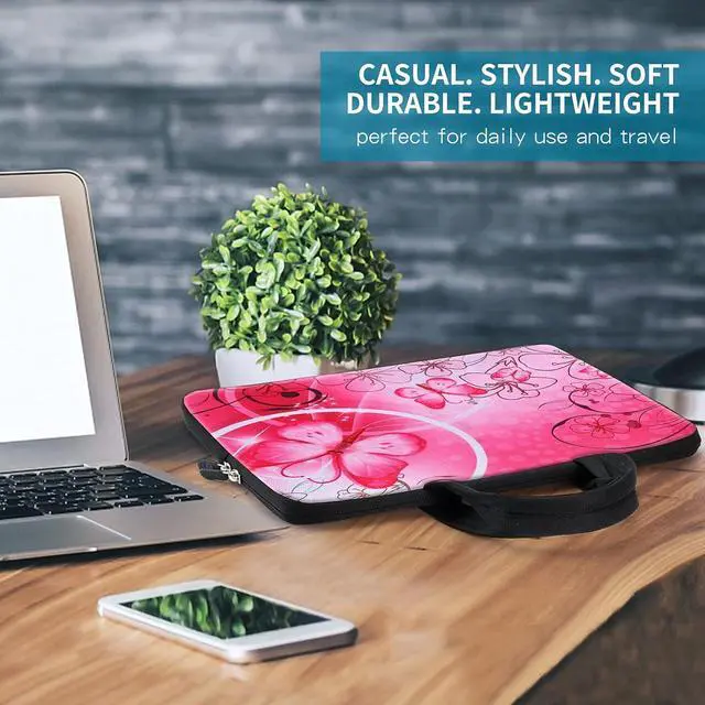 Alt view image 3 of 7 - 14 15 15.4 15.6 inch Laptop Handle bag Computer Protect Case Pouch Holder Notebook Sleeve Neoprene Cover Soft Carring Travel Case for   Toshiba HP Chromebook   Pink ICB-10