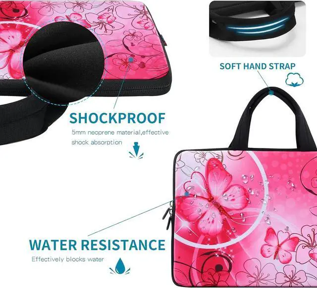 Alt view image 5 of 7 - 14 15 15.4 15.6 inch Laptop Handle bag Computer Protect Case Pouch Holder Notebook Sleeve Neoprene Cover Soft Carring Travel Case for   Toshiba HP Chromebook   Pink ICB-10