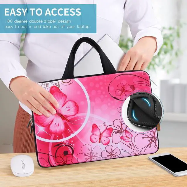 Alt view image 4 of 7 - 14 15 15.4 15.6 inch Laptop Handle bag Computer Protect Case Pouch Holder Notebook Sleeve Neoprene Cover Soft Carring Travel Case for   Toshiba HP Chromebook   Pink ICB-10