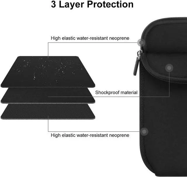 Alt view image 3 of 7 - 11-12 Inch Laptop Sleeves Neoprene Notebook Computer Pocket Tablet Carrying Sleeve/Water-Resistant Compatible Laptop Sleeve for ////HP Black