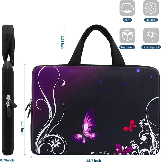 Alt view image 7 of 7 - iColor 14 15 15.4 15.6 inch Laptop Handle Bag Computer Protect Case Pouch Holder Notebook Sleeve Neoprene Cover Soft Carring Travel Case for Toshiba Chromebook Purple ICB-01