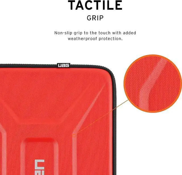 Alt view image 2 of 7 - UAG Large Sleeve for 15-inch Computers [Magma] Rugged Tactile Grip Weatherproof Protective Slim Secure Laptop/Tablet Sleeve