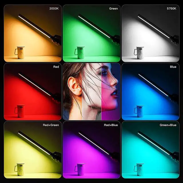 Alt view image 6 of 7 - LUXCEO RGB LED Photography Lighting Portable Wand Handheld LED Video Light 1000 Lumens CRI 95+ USB Rechargeable with Remote Control, Carry Bag, Adjustable Color Temperature 3000K-6000K and 36 Colors