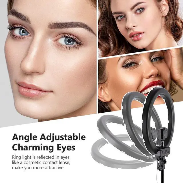 Alt view image 4 of 7 - Neewer 18-Inch Ring Light, 55W Dimmable 5500K Light with 240 LEDs Color Filter, Soft Tube and Carrying Bag for YouTube, TikTok, Selfies and Photography, Compatible with Camera and Smartphones