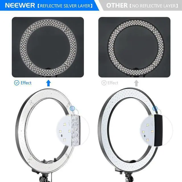 Alt view image 6 of 7 - Neewer 18-Inch Ring Light, 55W Dimmable 5500K Light with 240 LEDs Color Filter, Soft Tube and Carrying Bag for YouTube, TikTok, Selfies and Photography, Compatible with Camera and Smartphones