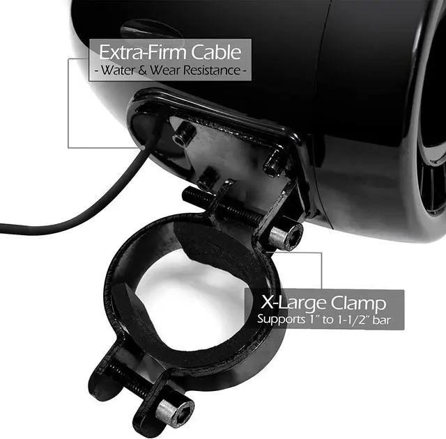 Alt view image 6 of 7 - Motorcycle Speakers Bluetooth Waterproof Radio Audio System with Amplifier, FM Radio, Volume Control, ATV UTV Compatible