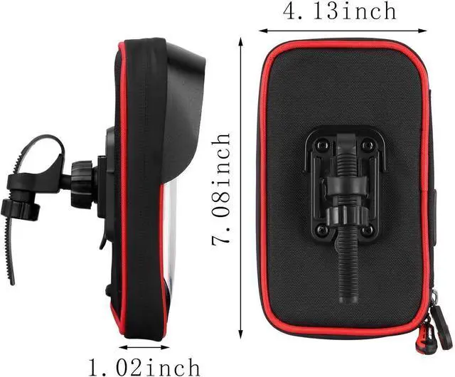 Alt view image 7 of 7 - Bike Handlebar Bag, Universal Waterproof Bicycle Cell Phone Pouch Motorcycle Handlebar Phone Mount Holder Stand Cradle with 360 Rotate for iPhone 13 12 11 Pro Max XS XR Samsung Smartphone up to 6.5''