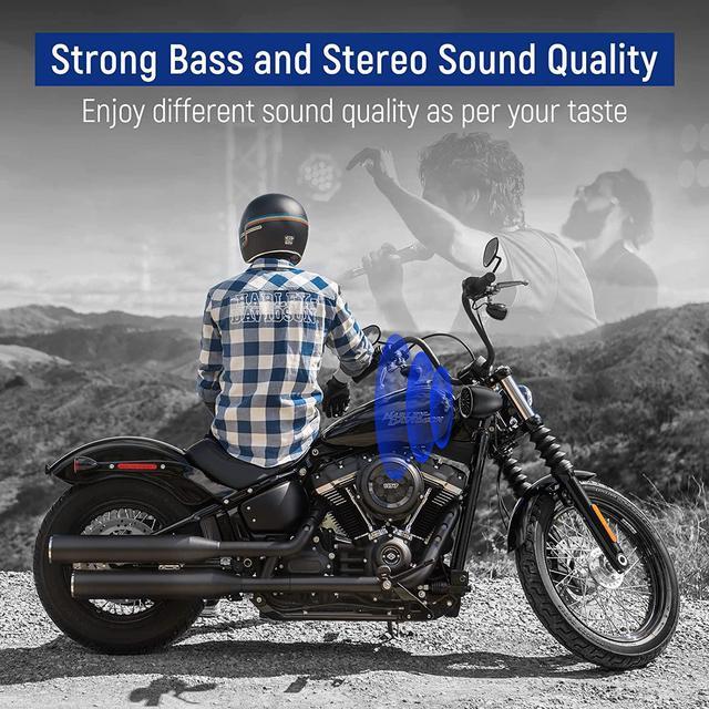 Alt view image 5 of 7 - Q3 Motorcycle Speakers Bluetooth Waterproof, 3" Full Range Handlebar Audio Systems for Harley with Stereo/Bass Sound, Turning Light, Bluetooth V5.1, FM Radio, Fits ATVs/UTVs, Black