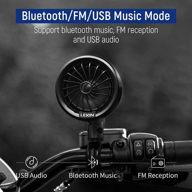 Alt view image 4 of 7 - Q3 Motorcycle Speakers Bluetooth Waterproof, 3" Full Range Handlebar Audio Systems for Harley with Stereo/Bass Sound, Turning Light, Bluetooth V5.1, FM Radio, Fits ATVs/UTVs, Black