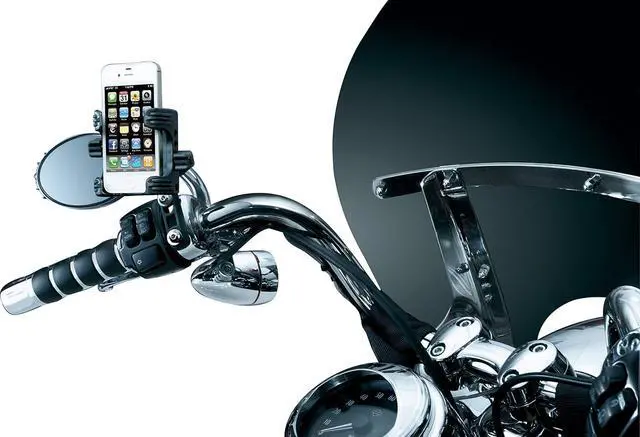 Alt view image 6 of 6 - Kuryakyn 1698 Motorcycle Accessory: Clutch/Brake Perch Mount Tech-Connect Cradle GPS Device/Phone Holder Mounting Kit, Standard, Black