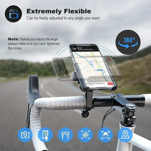 Alt view image 6 of 7 - Upgraded Bike Phone Mount 360° Rotatable Universal Bicycle Motorcycle Scooter Bike Accessories Handlebar Phone Clip Holder for Any Smartphones Between 3.5 and 7.0 inches