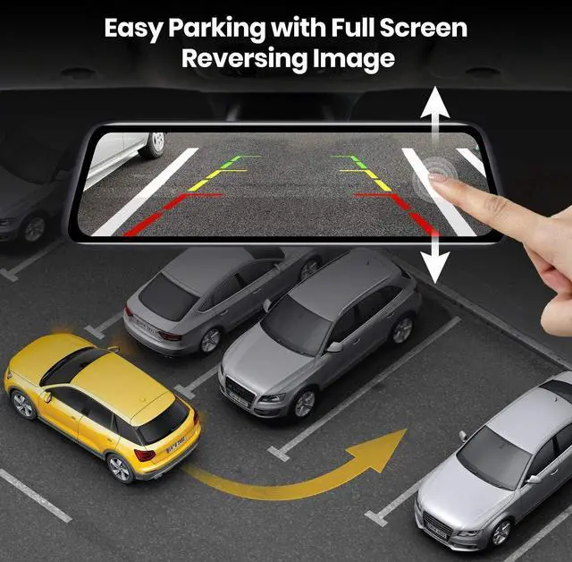 Alt view image 6 of 7 - AUTO-VOX V5PRO 1080P 9.35'' OEM Rear View Mirror Camera, Full Laminated Ultrathin Touch Screen Mirror Dash Cam Front and Rear with No Glare, Super Night Vision Car Backup Camera Mirror