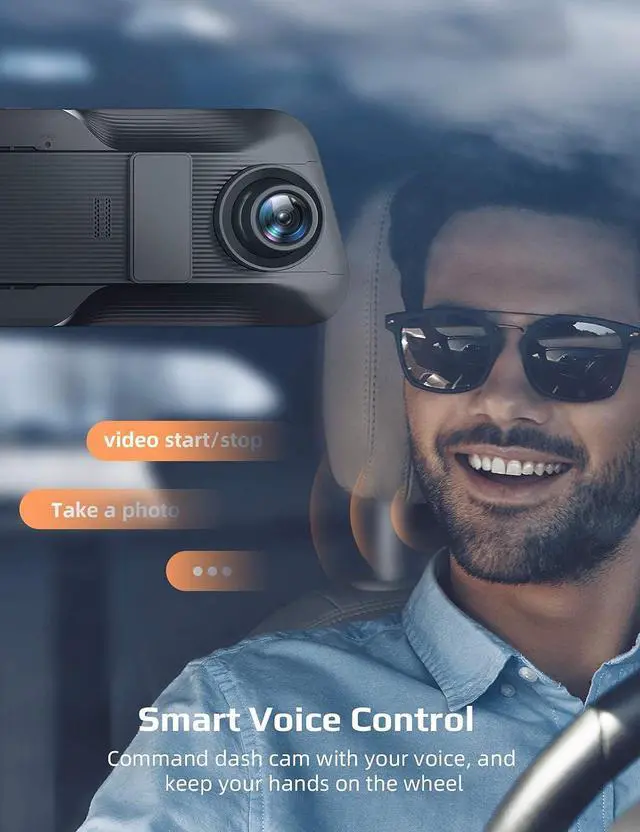 Alt view image 3 of 7 - 2.5K Mirror Dash Cam Voice Control, Dual Dash Cam with 10" Touch Screen, Rear View Mirror Camera, Waterproof Backup Camera, Parking Assist, Smart Parking Mode, Loop Recording, G-Sensor