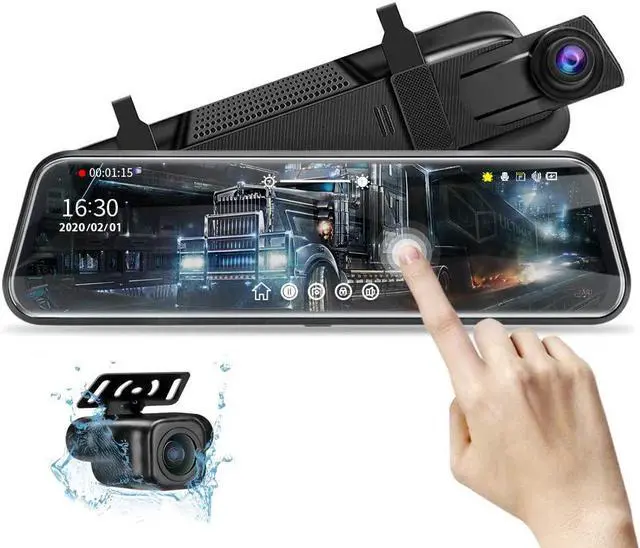 Main image of Mirror Dash Cam Night Vision 1080P FHD Full Touch Screen Front and Rear View Backup Camera for Cars Loop Recording Streaming Media 170°Wide Angle Parking Assistance with 10 Meters Cable