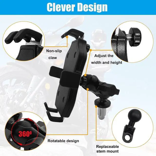 Alt view image 4 of 7 - Motorcycle Phone Mount GPS Navigation Bracket Mobile Phone Holder Fork Stem for Suzuki Hayabusa GSX-R 600 750 1000 YZF R1 R6 S1000RR CBR250R 300R Kawasaki Ninja 400