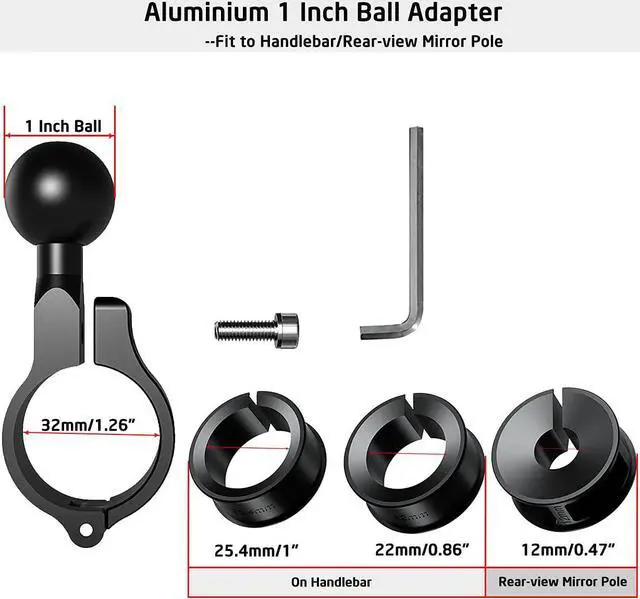 Alt view image 2 of 7 - iMESTOU 2PCS Aluminium 1" Ball Base for Handlebar Mounts, Ball Adapters Fit for Ram Phone Mounts with 1" Ball Sockets