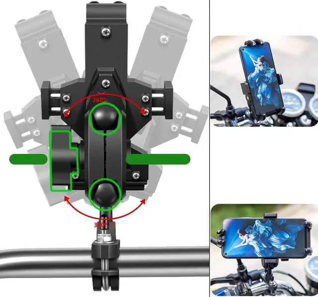 Alt view image 3 of 6 - iMESTOU Aluminium Motorcycle Phone Mount U-Bolt Handlebar 1" Ball Stem Cellphone Holder 360 Rotating with Length Width Adjustable Universal for Max.7.2 inch Large Phones Sturdily