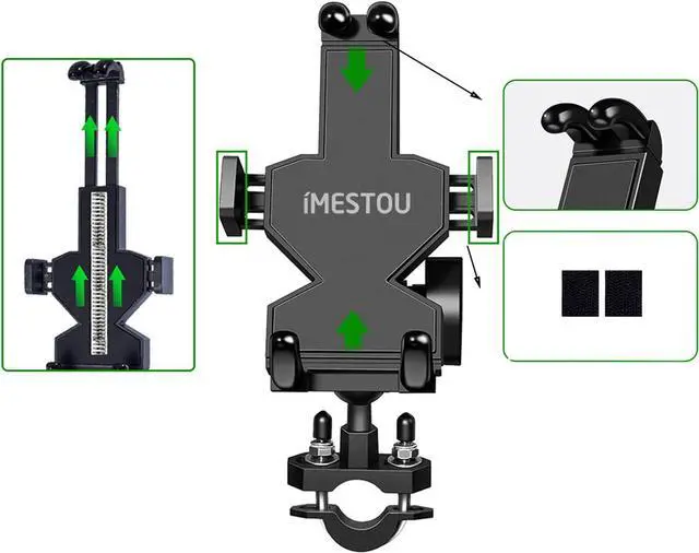 Alt view image 5 of 6 - iMESTOU Aluminium Motorcycle Phone Mount U-Bolt Handlebar 1" Ball Stem Cellphone Holder 360 Rotating with Length Width Adjustable Universal for Max.7.2 inch Large Phones Sturdily