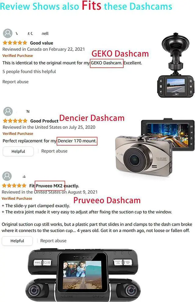 Alt view image 3 of 7 - Suction Cup Mount for Yi Dash Cam 2.7', Uniden Dashcam, Black Box G1w Dash Camera etc, Hold Tightly Removeable Easy to Install and Stand Heat, 2 Pcs
