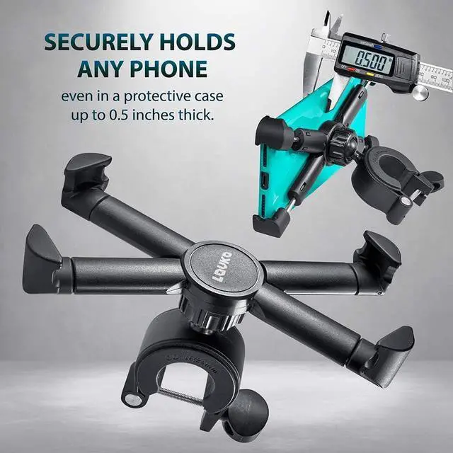 Alt view image 2 of 6 - Motorcycle, Bicycle, & Scooter Phone Mount - Reliable Handlebar Phone Holder for Any Smartphone (iPhone 14, Galaxy S22) - Makes Your Bike Rides Safer