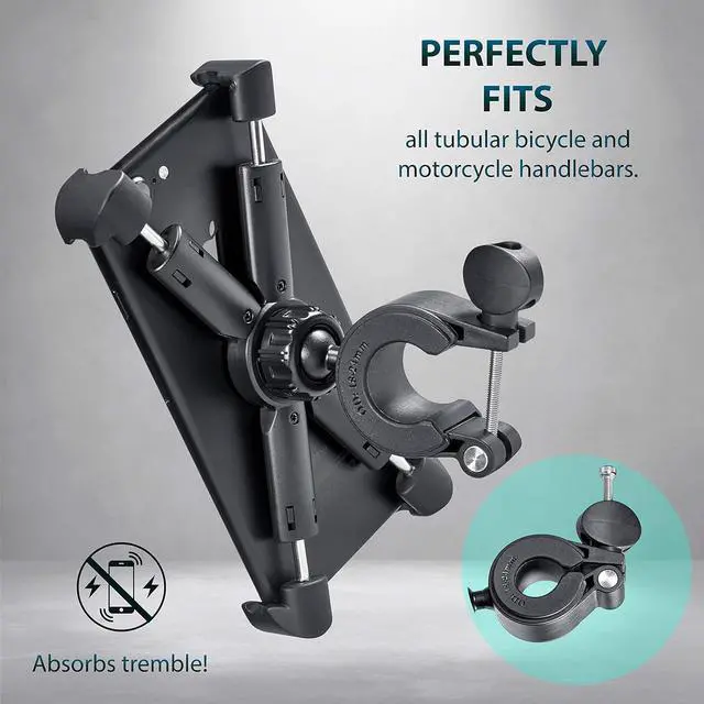 Alt view image 3 of 6 - Motorcycle, Bicycle, & Scooter Phone Mount - Reliable Handlebar Phone Holder for Any Smartphone (iPhone 14, Galaxy S22) - Makes Your Bike Rides Safer