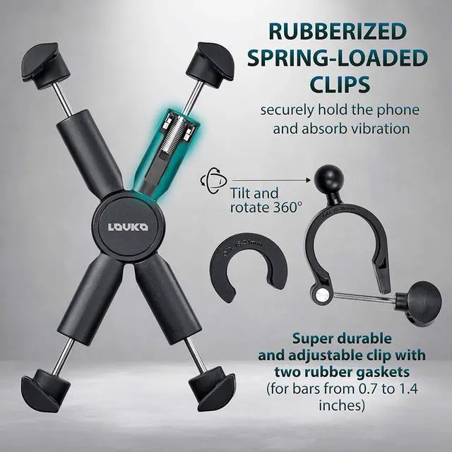 Alt view image 5 of 6 - Motorcycle, Bicycle, & Scooter Phone Mount - Reliable Handlebar Phone Holder for Any Smartphone (iPhone 14, Galaxy S22) - Makes Your Bike Rides Safer