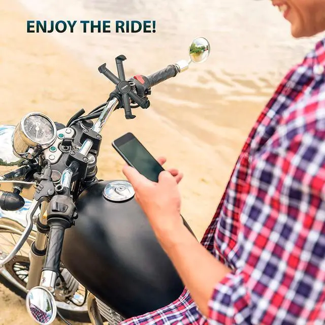 Alt view image 6 of 6 - Motorcycle, Bicycle, & Scooter Phone Mount - Reliable Handlebar Phone Holder for Any Smartphone (iPhone 14, Galaxy S22) - Makes Your Bike Rides Safer
