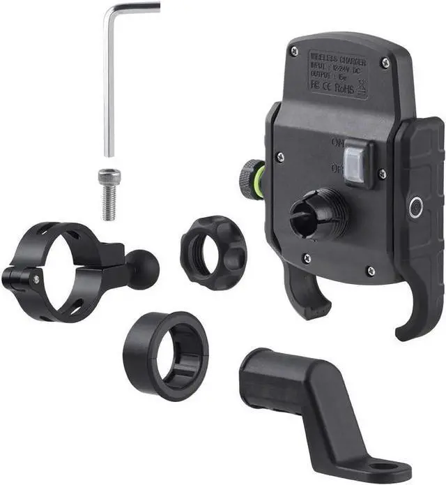 Alt view image 2 of 4 - iMESTOU Motorcycle Wireless Charger Phone Mount Waterproof Handlebar Qi Charging Phone Holder 360 Rotatable for 3.5-6.5 Inch Cellphones Work with 12V/24V Vehicles