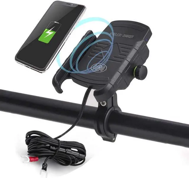 Main image of iMESTOU Motorcycle Wireless Charger Phone Mount Waterproof Handlebar Qi Charging Phone Holder 360 Rotatable for 3.5-6.5 Inch Cellphones Work with 12V/24V Vehicles