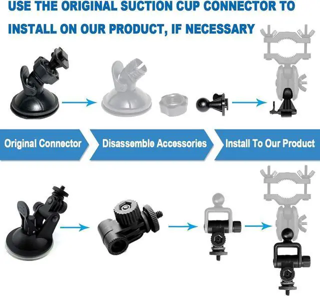 Alt view image 6 of 7 - Dash Cam Mount, Universal Dash Camera Rear View Mirror Mount Holder Kit for YI, , APEMAN, Anker Roav, Aukey, CHORTAU, , Old Shark, KDLINKS X1, E-ACE, Peztio and Most Other Dash Cam