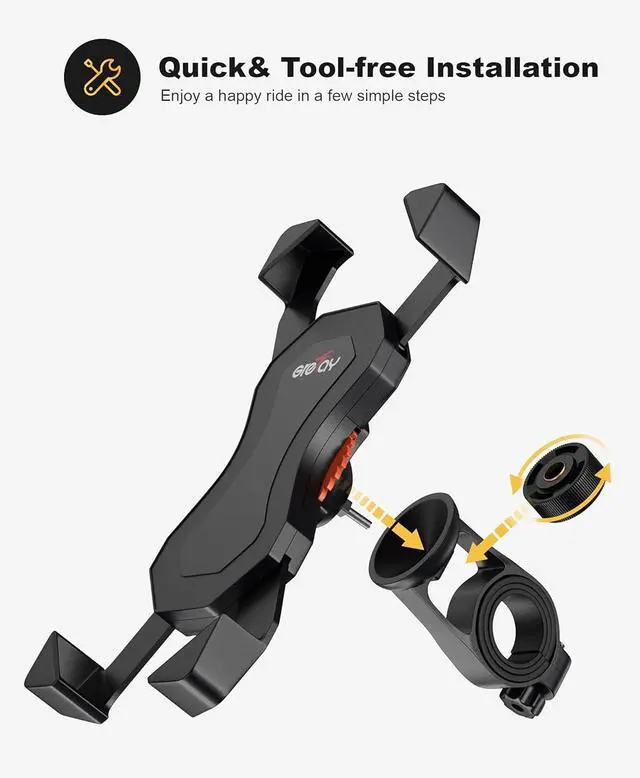 Alt view image 5 of 7 - Bike Phone Mount Universal Motorcycle Cell Phone Holder Anti Shake Cradle Clamp for Road Bike/MTB/Scooter with 360 Rotation for 3.5-6.5 inch Smartphone